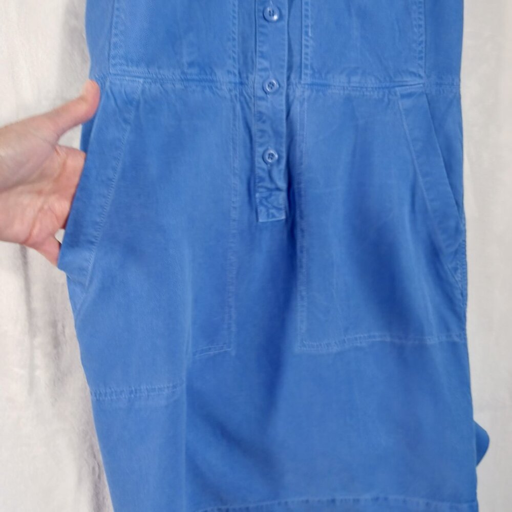 J. Crew Preppy Cobalt Blue, Short Sleeve Dress, Size 4, 3/4 Button Down, Pockets - Picture 8 of 16